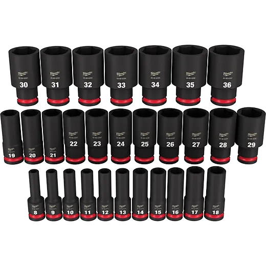 Milwaukee 49-66-7015 SHOCKWAVE 1/2" Drive Metric 6 Point Impact Socket Set 29PC