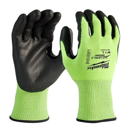 Milwaukee 48-73-8931B High Vis Cut Level 3 Dipped Gloves - M (12 Pack)