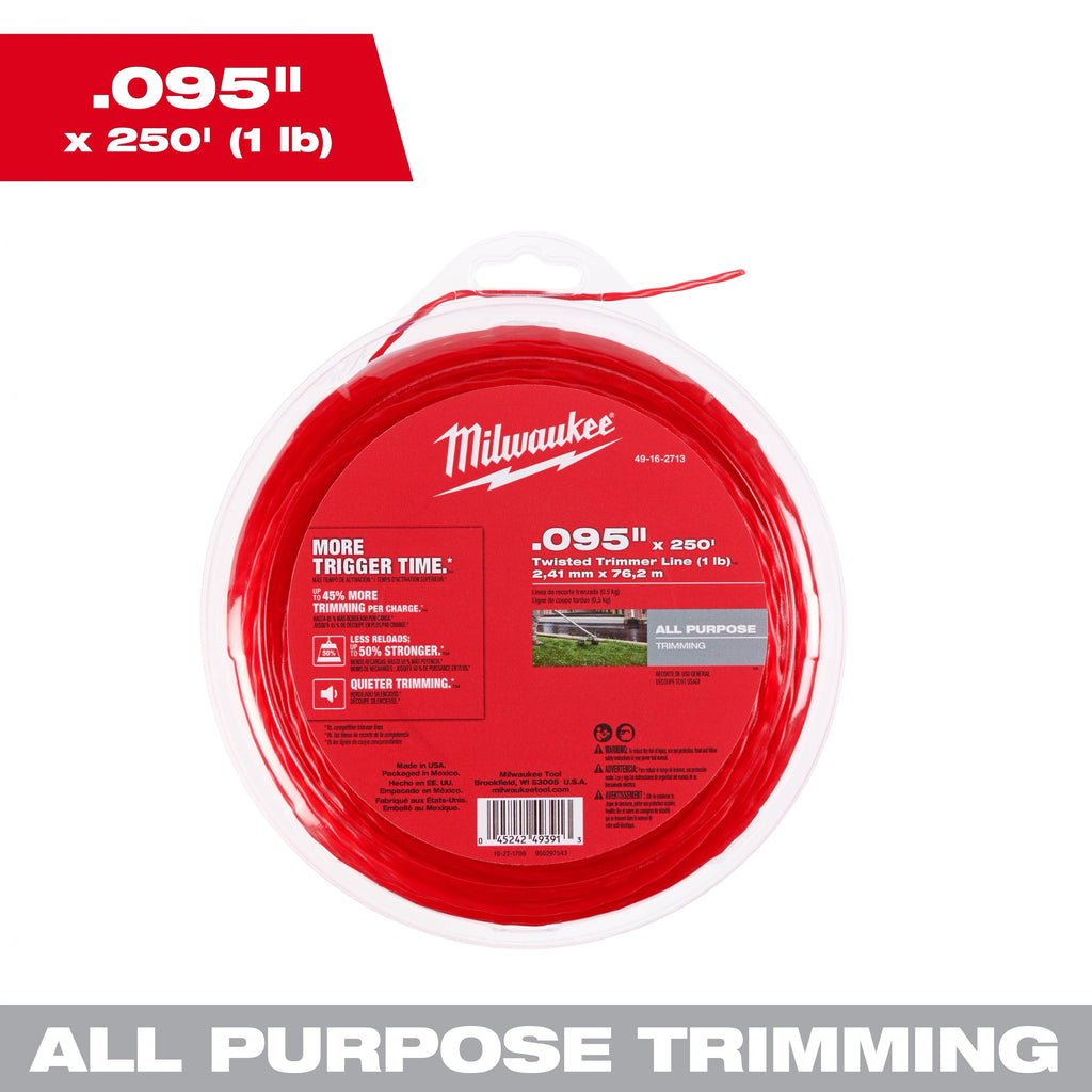 Milwaukee 49-16-2713 .095" x 250’ (1 lb.) Twisted Trimmer Line
