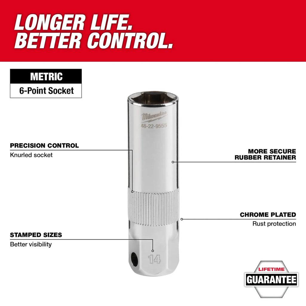 Milwaukee 48-22-9555 3/8" Drive 14MM Spark Plug Socket