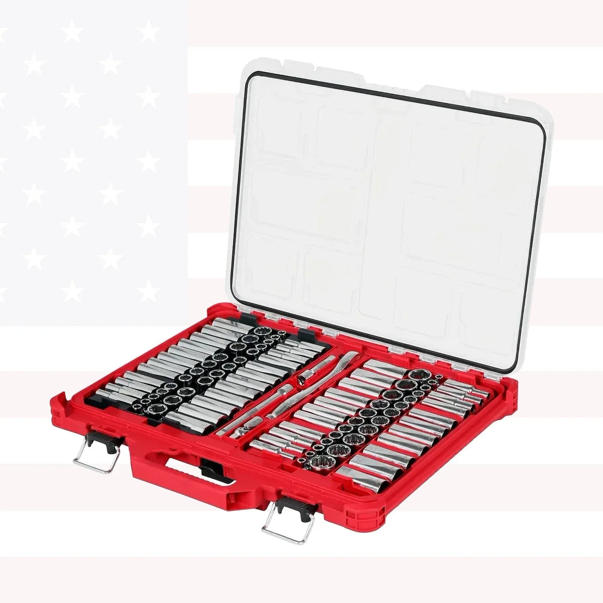 Milwaukee 48-22-9285 98pc 3/8" Drive 6-Pt and 12-Pt Metric & SAE Ratchet & Socket Set with PACKOUT Low-Profile Organizer