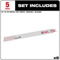 Milwaukee 48-00-5714 5PC 12" 10 TPI The Torch™ SAWZALL® Blades