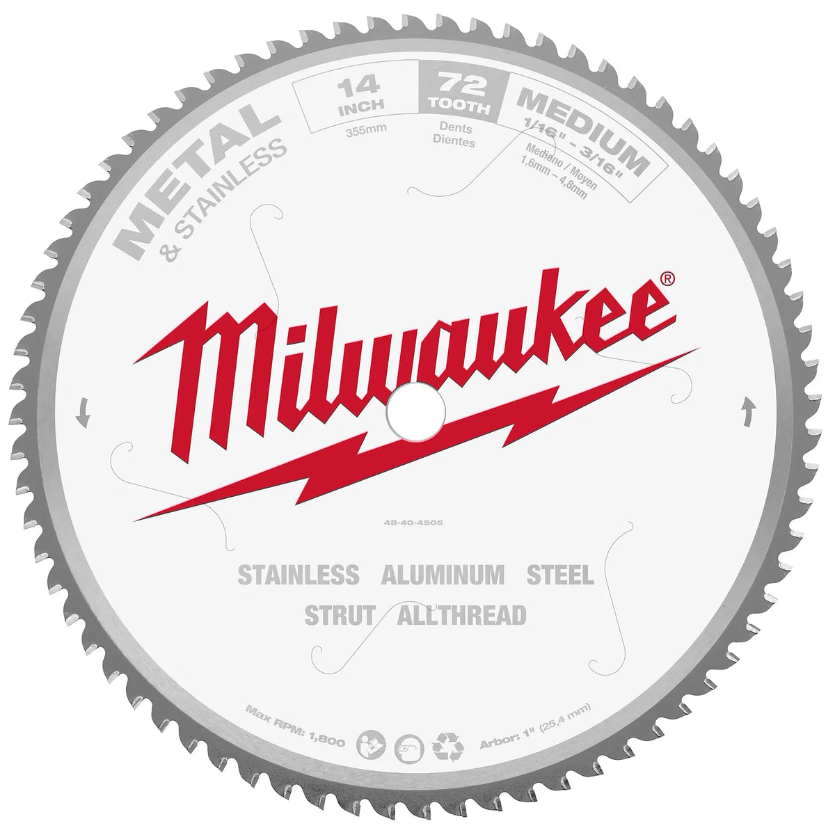Milwaukee 48-40-4505 14 in. x 72 Carbide Teeth Metal Cutting Circular Saw Blade
