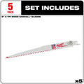 Milwaukee 48-00-5036 5PC 9" 5 TPI Sawzall Blades