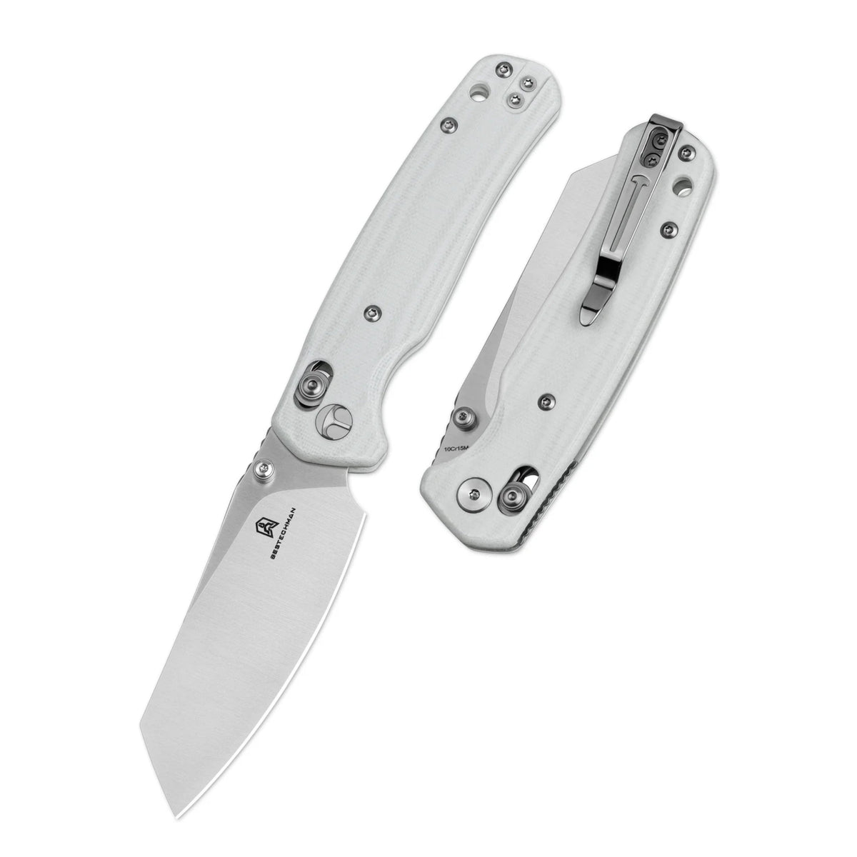 Bestechman Cicada's Wing Crossbar Lock White (3.15" Satin) BMK06L 10Cr15MoV