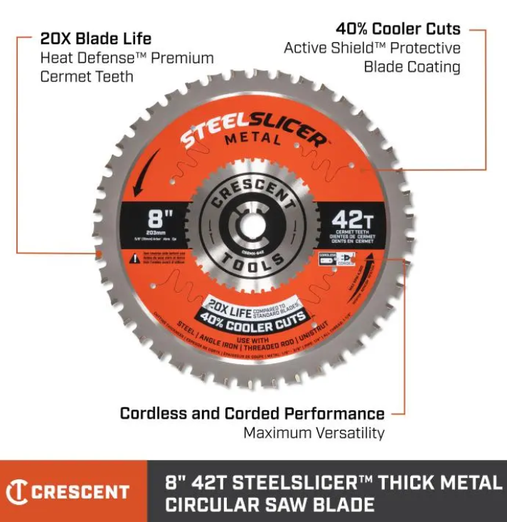 Crescent CSBMK-842 8-inch 42-tooth thick metal circular saw blade