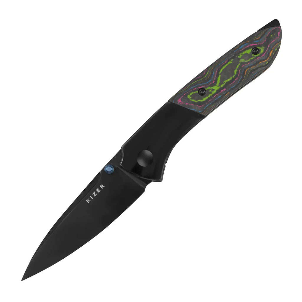Kizer Spitfire | S35VN | Polished DLC | Titanium & Camo Carbon 80's | 3690A2