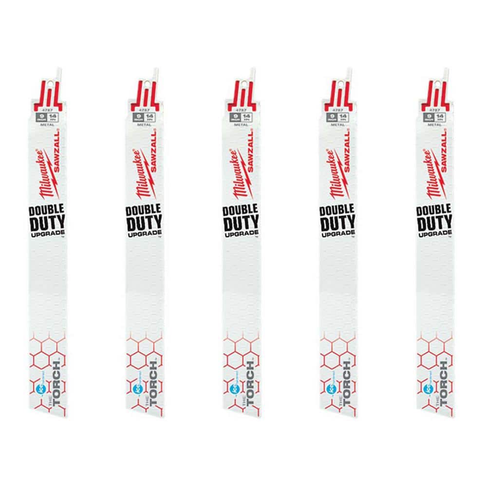 Milwaukee 48-00-4787 5PC 9" 14 TPI The Torch Ice Hardened SAWZALL Blades