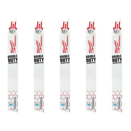 Milwaukee 48-00-4787 5PC 9" 14 TPI The Torch Ice Hardened SAWZALL Blades