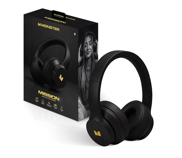 Monster MBH1-1001-BLK Wireless Over-Ear Headphones | Bluetooth 5.4 Foldable