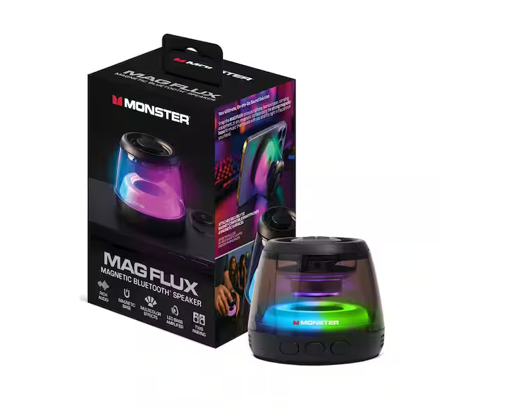 Monster MBS1-1001-BLK Mag Flux Magnetic Bluetooth Speaker, 5-Watt Portable