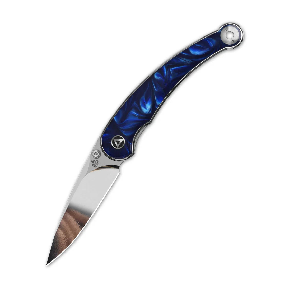 QSP Dolphin Liner Lock Knife Blue Resin (3.2" Mirror Polish)