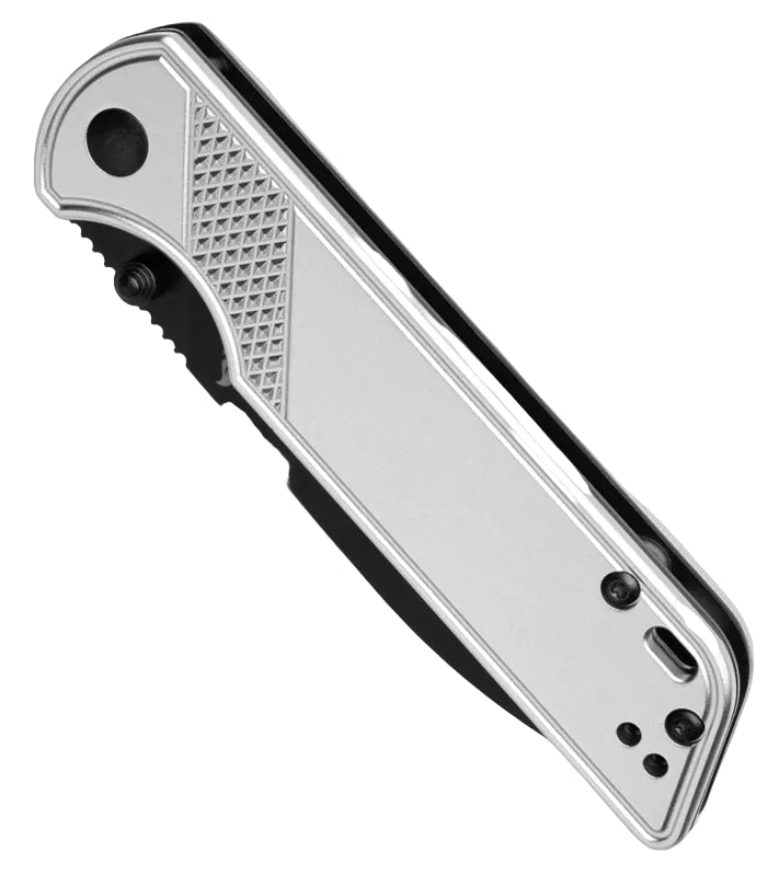 QSP Parrot V2 Liner Lock Knife Silver Aluminum (3.25" Black) QSP102