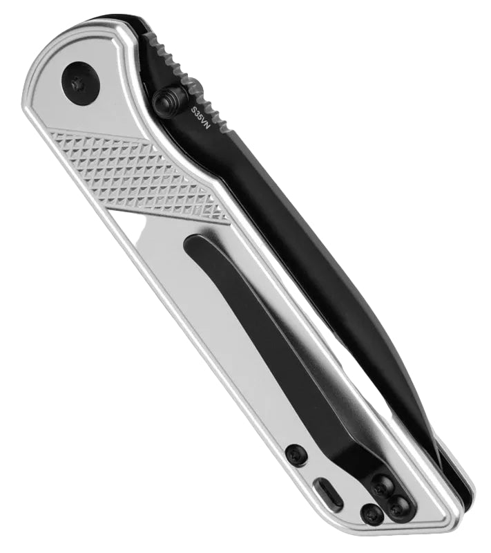 QSP Parrot V2 Liner Lock Knife Silver Aluminum (3.25" Black) QSP102