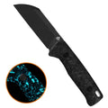 QSP Baby Penguin Fixed Blade Knife Blue Glow-In-The-Dark CF (2.5" Black SW)