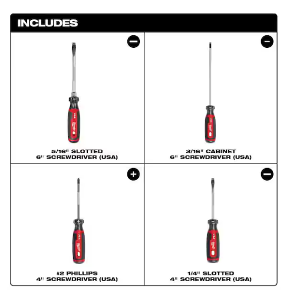 Milwaukee MT200-4 Multi-Bit Screwdriver Set with Cushion Grip (4-Piece)