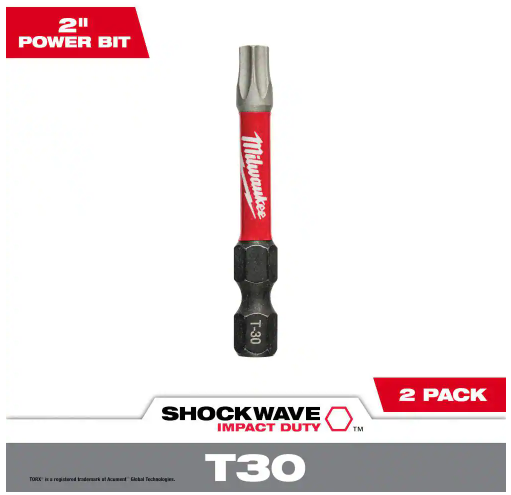 Milwaukee 48-32-4914 Shockwave™ 2" Impact Torx® T30 Power Bits (2PK)