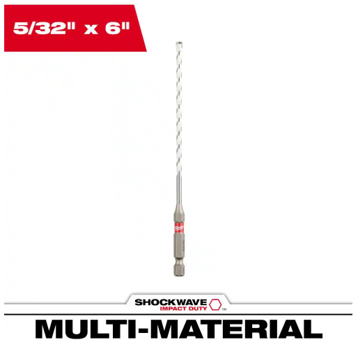 Milwaukee 48-20-8882 5/32" x 4" x 6" SHOCKWAVE Impact Duty Carbide Drill Bit