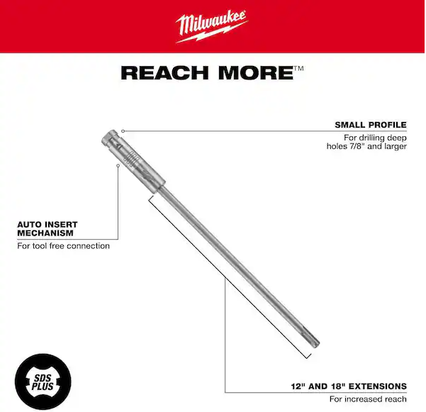 Milwaukee 48-20-6945 18" PLUS-LOK™ SDS Plus Extension