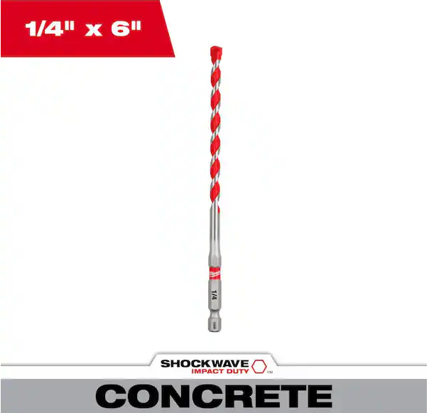 Milwaukee 48-20-9011 1/4" x 4" x 6" Impact Duty Carbide Hammer Drill Bit