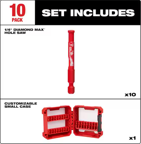 Milwaukee 49-56-0541 10PC 1/4 in. Diamond Max Hole Saw