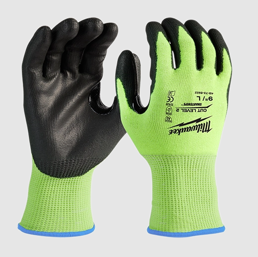 Milwaukee 48-73-8921B 12PC Medium High Visibility Cut Lvl 2 Poly Dipped Gloves