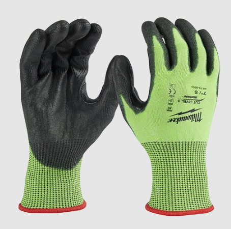 Milwaukee High Visibility Cut Level 5 Polyurethane Dipped Gloves