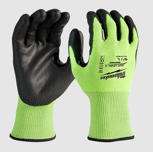 Milwaukee High Visibility Cut Level 3 Polyurethane Dipped Gloves (6 Pack)