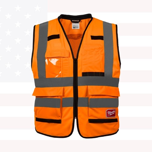 Milwaukee 48-73-5094 4XL/5XL Class 2 High Vis Orange Performance Safety Vest
