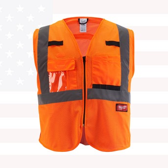 Milwaukee 48-73-5115 S/M Class 2 High Vis Orange Mesh Safety Vest