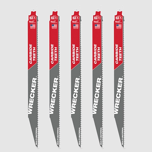 Milwaukee 48-00-5543 5PC 12" 6 TPI WRECKER with Carbide Teeth SAWZALL Blade