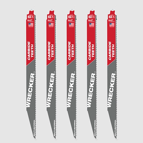 Milwaukee 48-00-5543 5PC 12" 6 TPI WRECKER with Carbide Teeth SAWZALL Blade