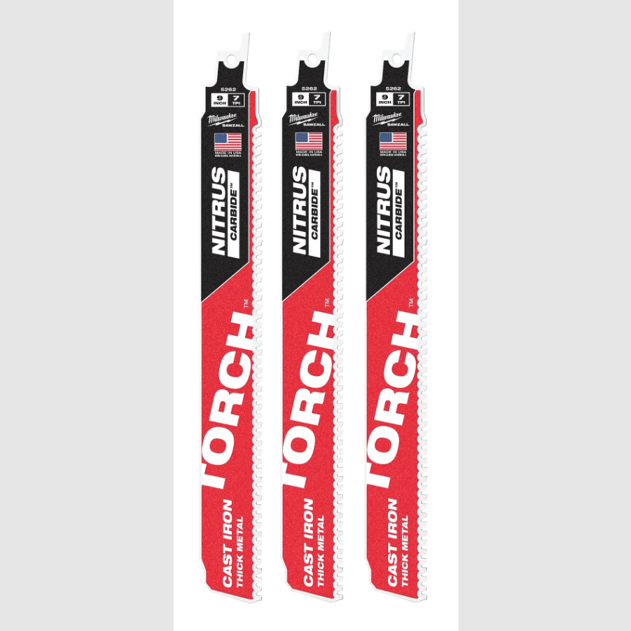 Milwaukee 48-00-5362 3PC 9" 8 TPI TORCH Cast Iron SAWZALL Blade