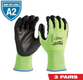 Milwaukee 48-73-8927D 3PC High Vis Level 2 Cut Resist Poly Dipped Gloves (LARGE)