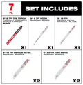 Milwaukee 49-22-1306B 7PC SAWZALL Wood & Metal Reciprocating Saw Blade Set