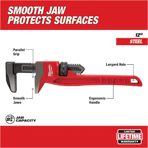 Milwaukee 48-22-7186 12 in. Smooth Jaw Pipe Wrench
