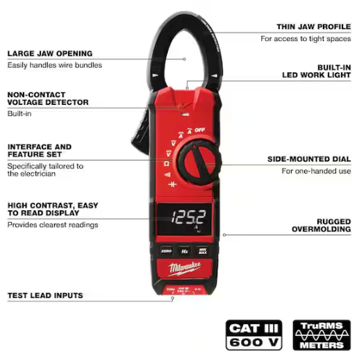 Milwaukee 2237-20 600 Amp AC/DC Digital Clamp Meter (Open Box)