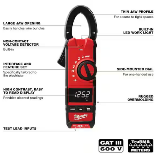 Milwaukee 2237-20 600 Amp AC/DC Digital Clamp Meter (Open Box)