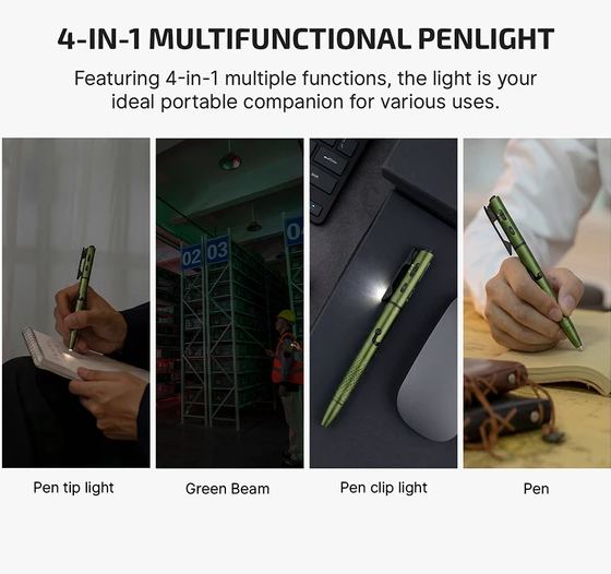 OLIGHT O'Pen 3 Multifunctional Pen Light with 120 Lumens & Green Laser