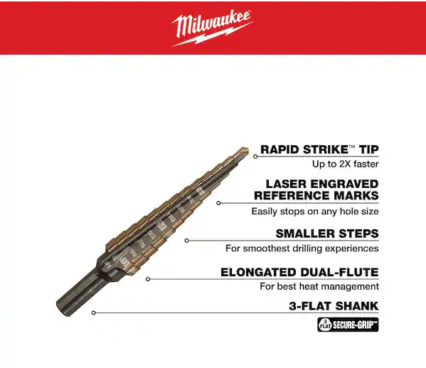 Milwaukee 48-89-9281 1/8 in. - 1/2 in. #1 Cobalt Step Drill Bit