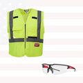 Milwaukee 48-73-5022AS Yellow Class 2 Safety Vest & Safety Glasses L/XL