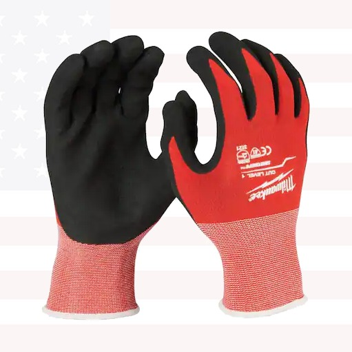 Milwaukee 48-22-8915 4 PK Medium Red Nitrile Level 1 Cut Resistant Work Gloves
