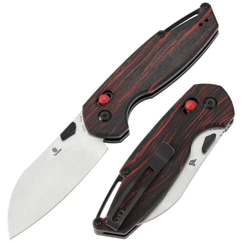 Tenable Knives Model 6 Crossbar Lock Knife Red/Black G-mascus (3.1" Stonewash)