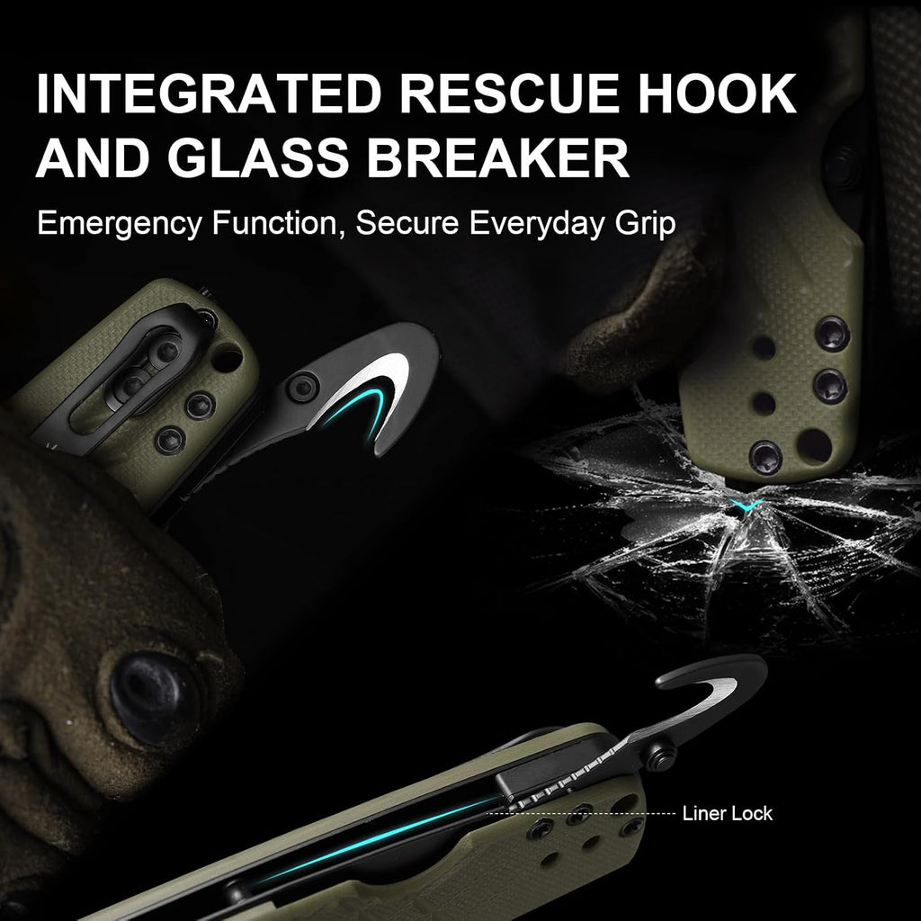 Aegis T AEB-L Green G10 Rescue Hook & Glass Breaker V32774CTA2