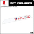 Milwaukee 48-00-5092 5PC 6" 10 TPI SAWZALL Blades