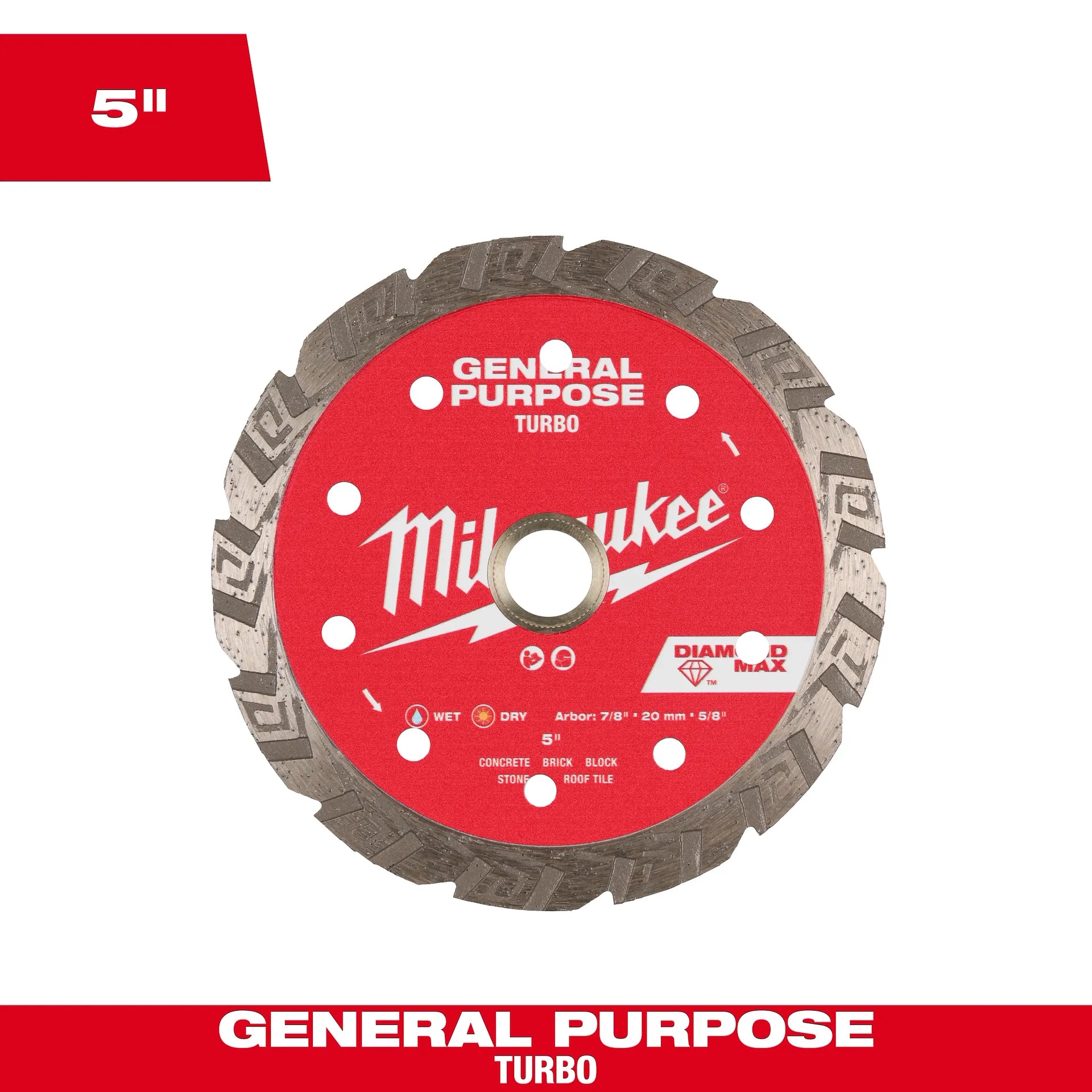 Milwaukee 49-93-9105 5" DIAMOND MAX™ Turbo, General Purpose Diamond Blade