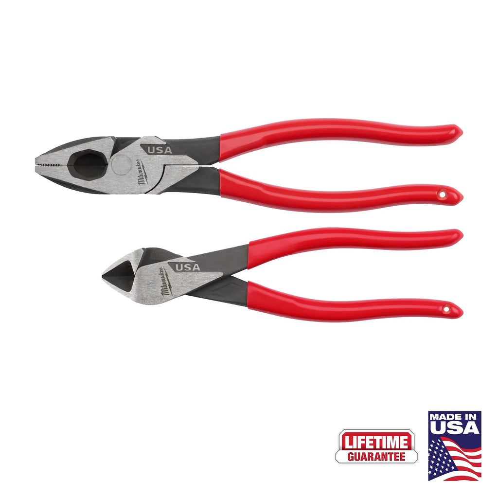 Milwaukee MT500-2 9" Lineman & 8" Diagonal Dipped Grip Plier Set 2PC