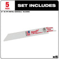 Milwaukee 48-00-5184 5PC 6" 18 TPI SAWZALL Blades