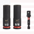 Milwaukee 49-66-4417 3PC SHOCKWAVE Impact Duty 3/8" Drive SAE Deep 6 Point Socket Set