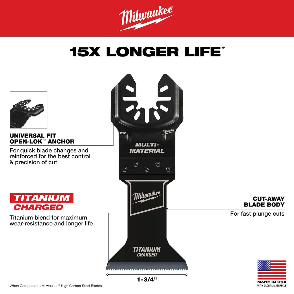 Milwaukee 49-25-1268 OPEN-LOK 1-3/4" Bi-Metal Multi-Material/Tool Blades 25PK
